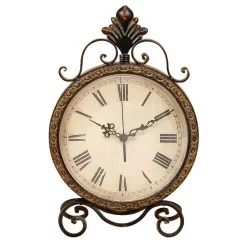 Table Clocks LITTON LANE 17 In. X 11 In. Round Iron Table Clock -SAFAVIEH Shop brown litton lane table clocks 72755 c3 1000