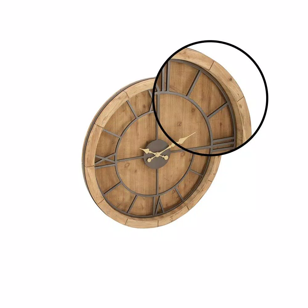 Wall Clocks LITTON LANE 40 In. Rustic Wooden Round Wall Clock 6 Wall Clocks LITTON LANE 40 In. Rustic Wooden Round Wall Clock - Image 4
