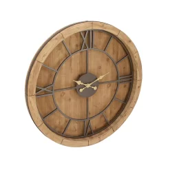 Wall Clocks LITTON LANE 40 In. Rustic Wooden Round Wall Clock