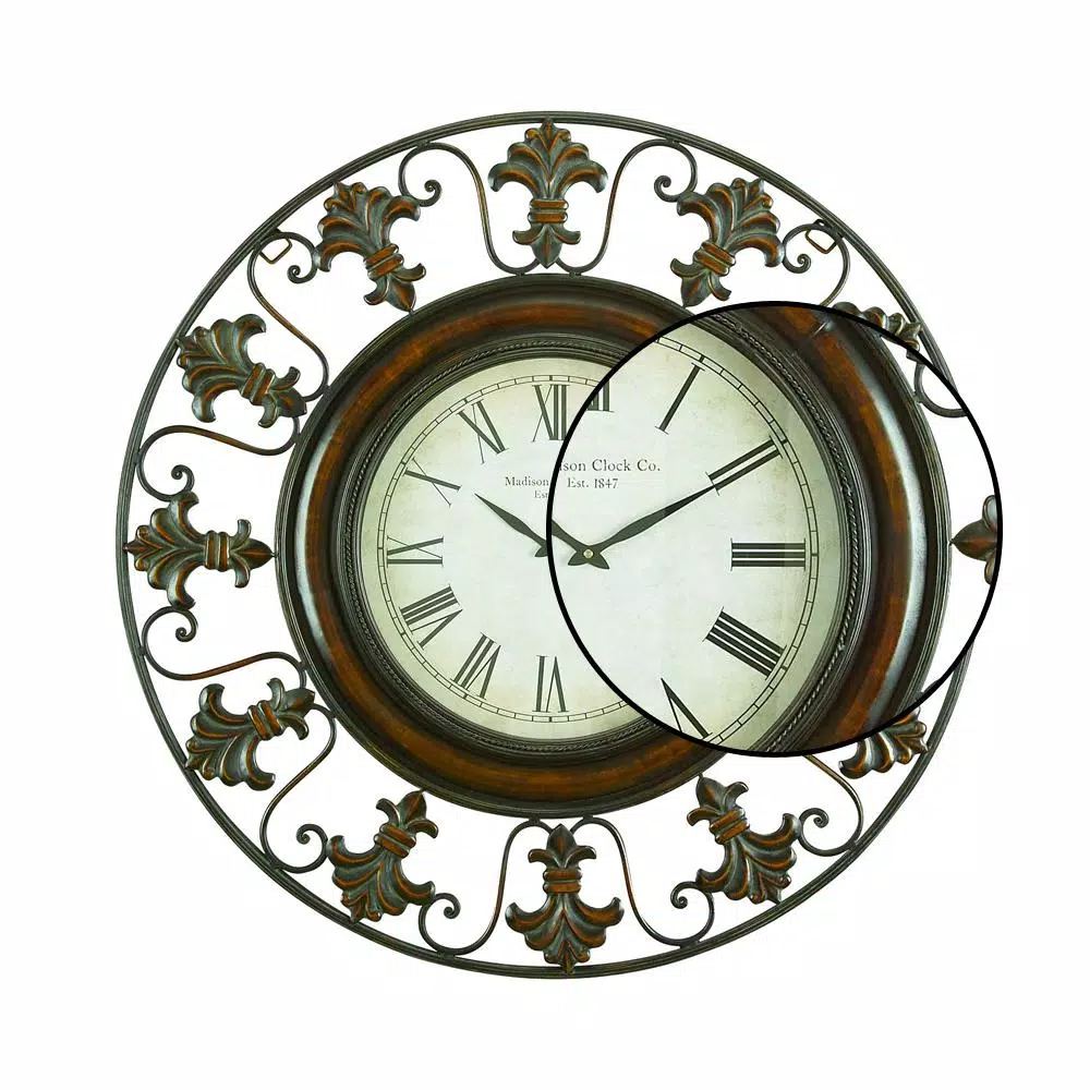 Wall Clocks LITTON LANE 38 In. Traditional Fleur-De-Lis Iron Wall Clock 6 Wall Clocks LITTON LANE 38 In. Traditional Fleur-De-Lis Iron Wall Clock - Image 4