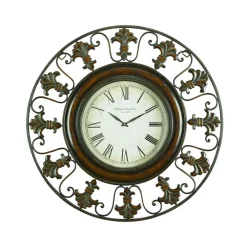 Wall Clocks LITTON LANE 38 In. Traditional Fleur-De-Lis Iron Wall Clock