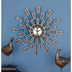 Wall Clocks LITTON LANE 22 In. Modern Sunburst Round Wall Clock -SAFAVIEH Shop brown litton lane wall clocks 98433 31 1000