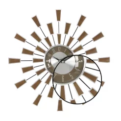 Wall Clocks LITTON LANE 22 In. Modern Sunburst Round Wall Clock -SAFAVIEH Shop brown litton lane wall clocks 98433 4f 1000