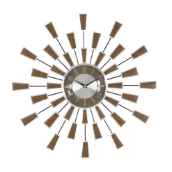 Wall Clocks LITTON LANE 22 In. Modern Sunburst Round Wall Clock -SAFAVIEH Shop brown litton lane wall clocks 98433 c3 1000