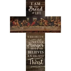 Wall Signs P Graham Dunn I Am The Bread Brown Pine Wood Cross Wall Decor