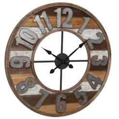 Wall Clocks Pinnacle Rustic Reclaimed Wood And Metal Brown Wall Clock -SAFAVIEH Shop brown pinnacle wall clocks 18fw1543e 4f 1000