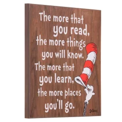 Wall Signs Pinnacle 18 In. X 18 In. Dr. Seuss The More You Read Cat In The Hat Wood Decorative Sign -SAFAVIEH Shop brown pinnacle wall signs 1807 3900 4f 1000