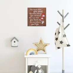 Wall Signs Pinnacle 18 In. X 18 In. Dr. Seuss The More You Read Cat In The Hat Wood Decorative Sign