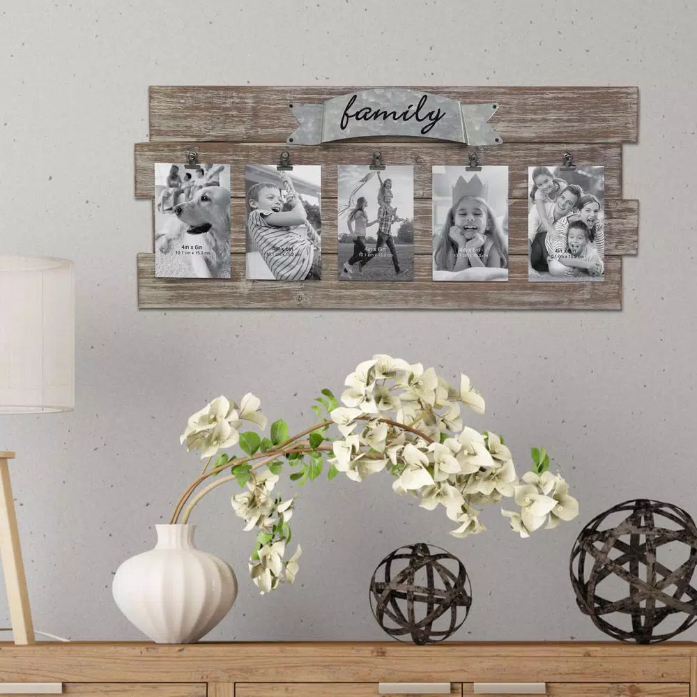 Picture Frames Stonebriar Collection Rustic Wood Collage Picture Frame With Clips And Metal Detail 8 Picture Frames Stonebriar Collection Rustic Wood Collage Picture Frame With Clips And Metal Detail - Image 6