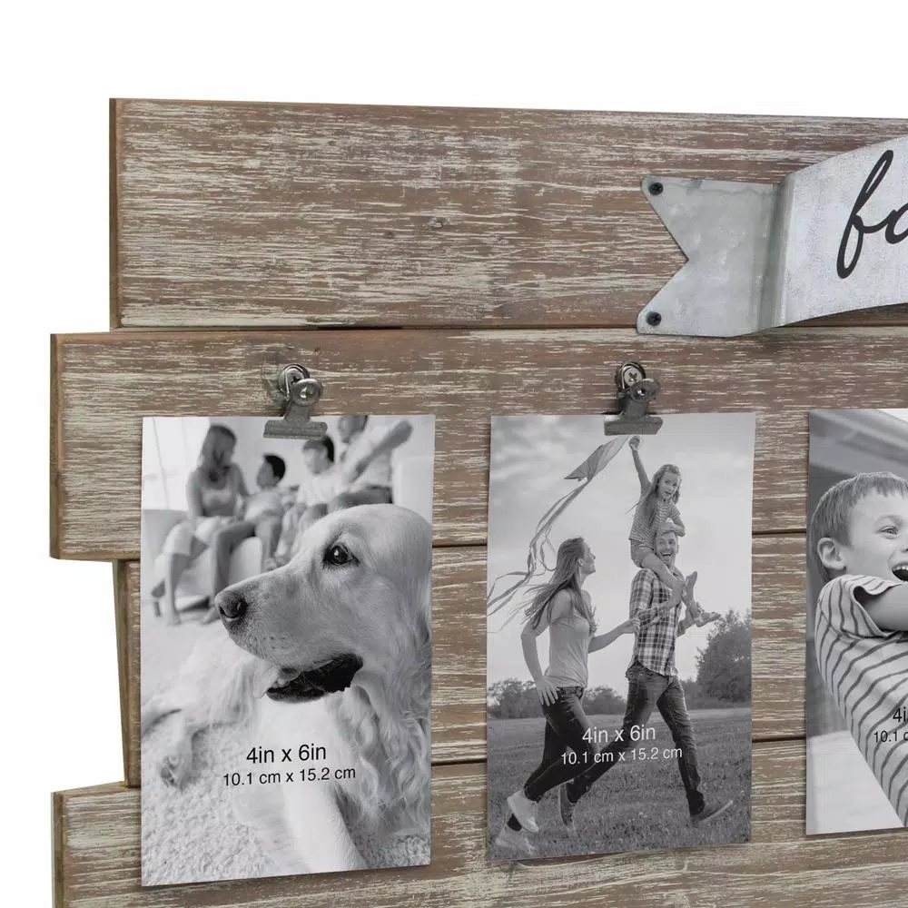 Picture Frames Stonebriar Collection Rustic Wood Collage Picture Frame With Clips And Metal Detail 7 Picture Frames Stonebriar Collection Rustic Wood Collage Picture Frame With Clips And Metal Detail - Image 5