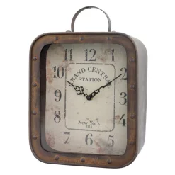 Table Clocks Stonebriar Collection 14 In. X 10 In. Metal And Glass Square Rustic Tabletop Clock -SAFAVIEH Shop brown stonebriar collection table clocks sb 5167a 31 1000