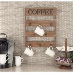 Wall Signs LITTON LANE 15 In. X 19 In. Traditional Wood And Metal “Coffee” Wall Hook
