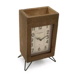 Table Clocks Zentique Wooden Rectangular Table Clock On Metal Legs -SAFAVIEH Shop brown white zentique table clocks pc076 4f 1000