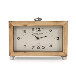 Table Clocks Zentique Wooden Box With Metal Ring Table Clock