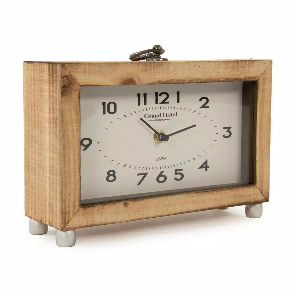 Table Clocks Zentique Wooden Box With Metal Ring Table Clock 4 Table Clocks Zentique Wooden Box With Metal Ring Table Clock - Image 2