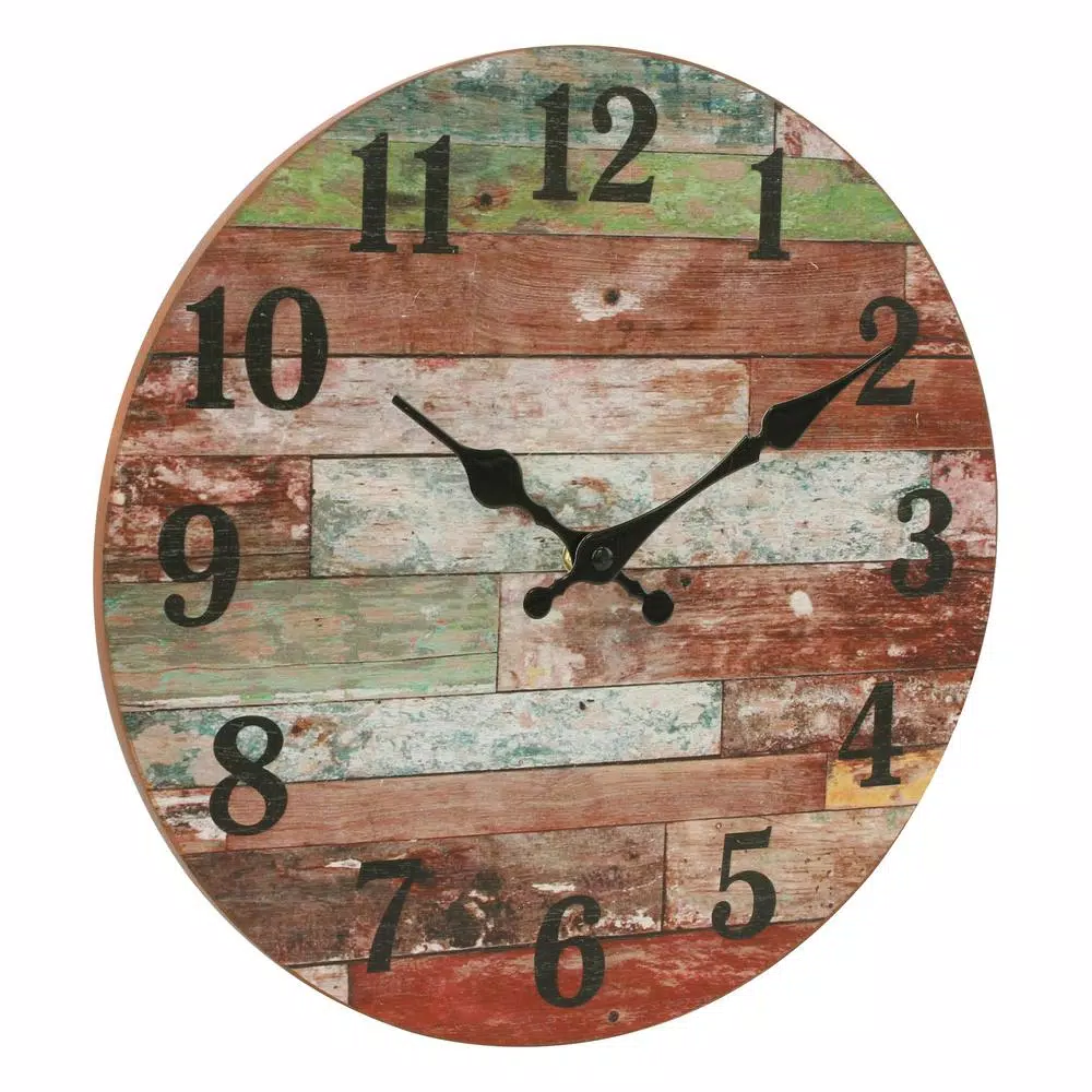 Wall Clocks Stonebriar Collection Farmhouse Worn Wood Wall Clock 4 Wall Clocks Stonebriar Collection Farmhouse Worn Wood Wall Clock - Image 2