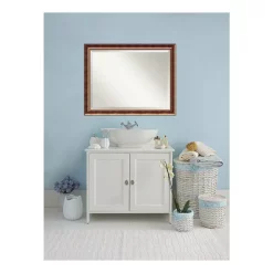 Mirrors Amanti Art Manhattan 46 In. W X 36 In. H Framed Rectangular Beveled Edge Bathroom Vanity Mirror In Burnished Bronze