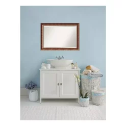 Mirrors Amanti Art Manhattan 42 In. W X 30 In. H Framed Rectangular Beveled Edge Bathroom Vanity Mirror In Burnished Bronze