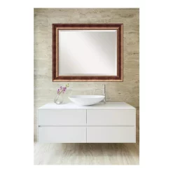 Mirrors Amanti Art Manhattan 34 In. W X 28 In. H Framed Rectangular Beveled Edge Bathroom Vanity Mirror In Burnished Bronze