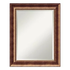Mirrors Amanti Art Manhattan 24 In. W X 30 In. H Framed Rectangular Beveled Edge Bathroom Vanity Mirror In Burnished Bronze