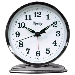 Table Clocks Equity By La Crosse 5.50 In. Round Wind-Up Loud Bell Chrome Alarm Clock