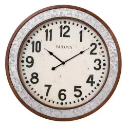 Wall Clocks Bulova Cherry Wood Round 24 In. Wall Clock