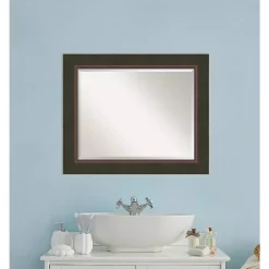 Mirrors Amanti Art Milano 35 In. W X 29 In. H Framed Rectangular Bathroom Vanity Mirror In Dark Bronze