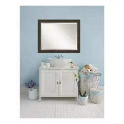 Mirrors Amanti Art Milano 47 In. W X 37 In. H Framed Rectangular Beveled Edge Bathroom Vanity Mirror In Dark Bronze