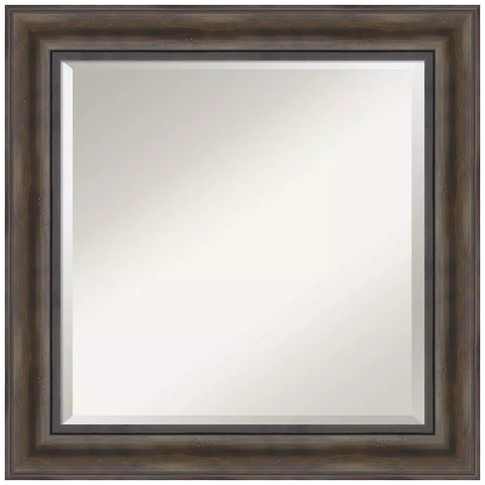 Mirrors Amanti Art Rustic 25 In. W X 25 In. H Framed Square Beveled Edge Bathroom Vanity Mirror In Dark Brown Distressed 3 Mirrors Amanti Art Rustic 25 In. W X 25 In. H Framed Square Beveled Edge Bathroom Vanity Mirror In Dark Brown Distressed