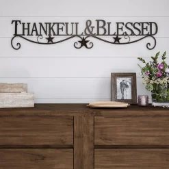 Wall Signs Lavish Home “Thankful And Blessed” Metal Cutout Sign 17 Wall Signs Lavish Home “Thankful And Blessed” Metal Cutout Sign -SAFAVIEH Shop dark brown lavish home wall signs hw0200061 31 1000