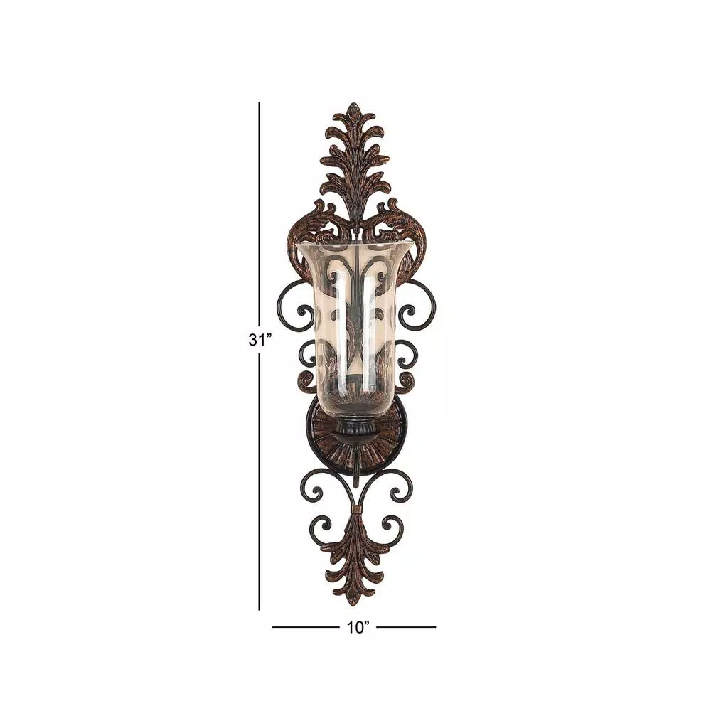 Wall Accents LITTON LANE Antique Gold Flourished Iron Candle Sconce 9 Wall Accents LITTON LANE Antique Gold Flourished Iron Candle Sconce - Image 7