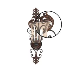 Wall Accents LITTON LANE Antique Gold Flourished Iron Candle Sconce 14 Wall Accents LITTON LANE Antique Gold Flourished Iron Candle Sconce -SAFAVIEH Shop dark brown litton lane candle holders 91512 4f 1000