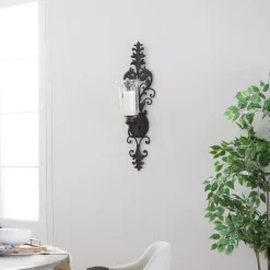 Wall Accents LITTON LANE Antique Gold Flourished Iron Candle Sconce 12 Wall Accents LITTON LANE Antique Gold Flourished Iron Candle Sconce -SAFAVIEH Shop dark brown litton lane candle holders 91512 77 1000