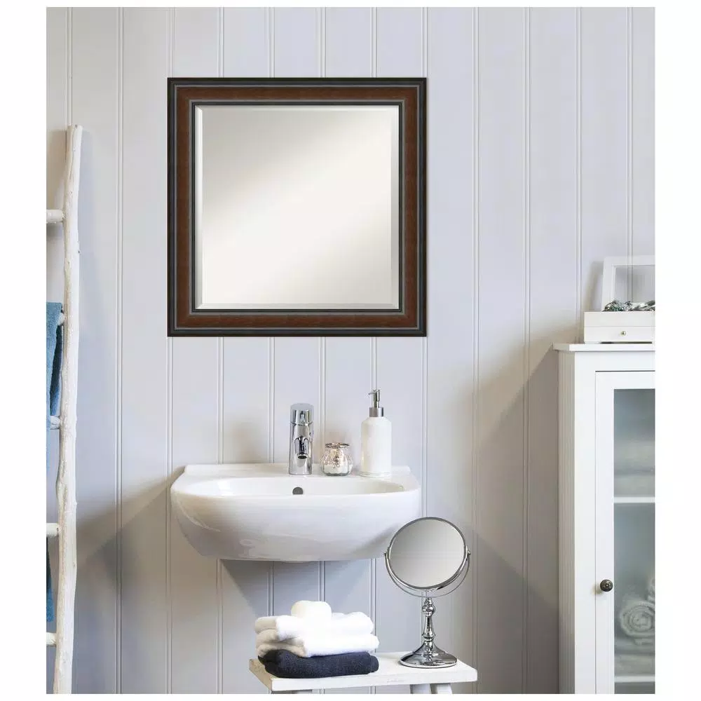 Mirrors Amanti Art Cyprus Walnut 24.88 In. X 24.88 In. Bathroom Vanity Wall Mirror 8 Mirrors Amanti Art Cyprus Walnut 24.88 In. X 24.88 In. Bathroom Vanity Wall Mirror - Image 6