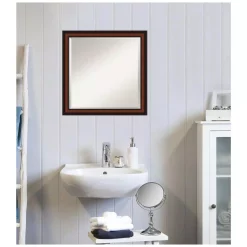 Mirrors Amanti Art Cyprus 23 In. W X 23 In. H Framed Square Beveled Edge Bathroom Vanity Mirror In Dark Brown Walnut -SAFAVIEH Shop dark brown walnut amanti art mirrors dsw4407170 44 1000