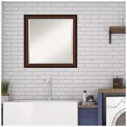 Mirrors Amanti Art Cyprus 23 In. W X 23 In. H Framed Square Beveled Edge Bathroom Vanity Mirror In Dark Brown Walnut -SAFAVIEH Shop dark brown walnut amanti art mirrors dsw4407170 76 1000