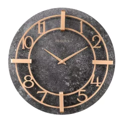 Wall Clocks Bulova Retro Classic Granite Tone 16 In. Round Wall Clock