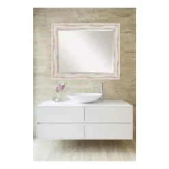 Mirrors Amanti Art Alexandria 33 In. W X 27 In. H Framed Rectangular Beveled Edge Bathroom Vanity Mirror In Distressed Whitewash -SAFAVIEH Shop distressed whitewash amanti art mirrors dsw3572550 44 1000