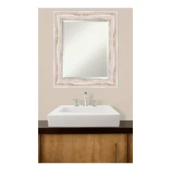 Mirrors Amanti Art Alexandria 21 In. W X 25 In. H Framed Rectangular Beveled Edge Bathroom Vanity Mirror In Distressed Whitewash -SAFAVIEH Shop distressed whitewash amanti art mirrors dsw3572551 44 1000