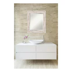Mirrors Amanti Art Alexandria 21 In. W X 25 In. H Framed Rectangular Beveled Edge Bathroom Vanity Mirror In Distressed Whitewash