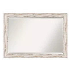 Mirrors Amanti Art Alexandria 41 In. W X 29 In. H Framed Rectangular Beveled Edge Bathroom Vanity Mirror In Distressed Whitewash -SAFAVIEH Shop distressed whitewash amanti art mirrors dsw3941620 1f 1000
