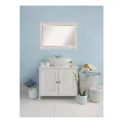 Mirrors Amanti Art Alexandria 41 In. W X 29 In. H Framed Rectangular Beveled Edge Bathroom Vanity Mirror In Distressed Whitewash