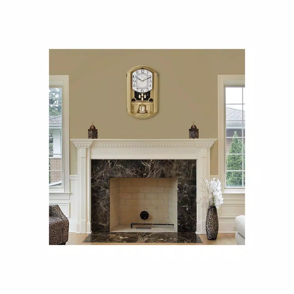 Wall Clocks Bulova Golden Music 20 In. W X 11.5 In. H Pendulum Wall Clock With Multiple Song Selections 4 Wall Clocks Bulova Golden Music 20 In. W X 11.5 In. H Pendulum Wall Clock With Multiple Song Selections - Image 2