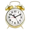 Table Clocks Equity By La Crosse Analog 4.5 In. Round Gold Metal Twin Bell Keywind Alarm Clock
