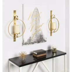 Wall Accents Kate And Laurel Doria Gold Metal Candle Sconce -SAFAVIEH Shop gold kate and laurel candle holders 209047 31 1000