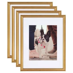 Kate And Laurel Adlynn 11 In. X 14 In. Matted To 8 In. X 10 In. Gold Picture Frames (Set Of 4)