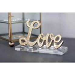 Decorative Letters LITTON LANE 6 In. X 3 In. Modern Gold And Silver Aluminum “Love” Letter Cut-Outs (Set Of 2)