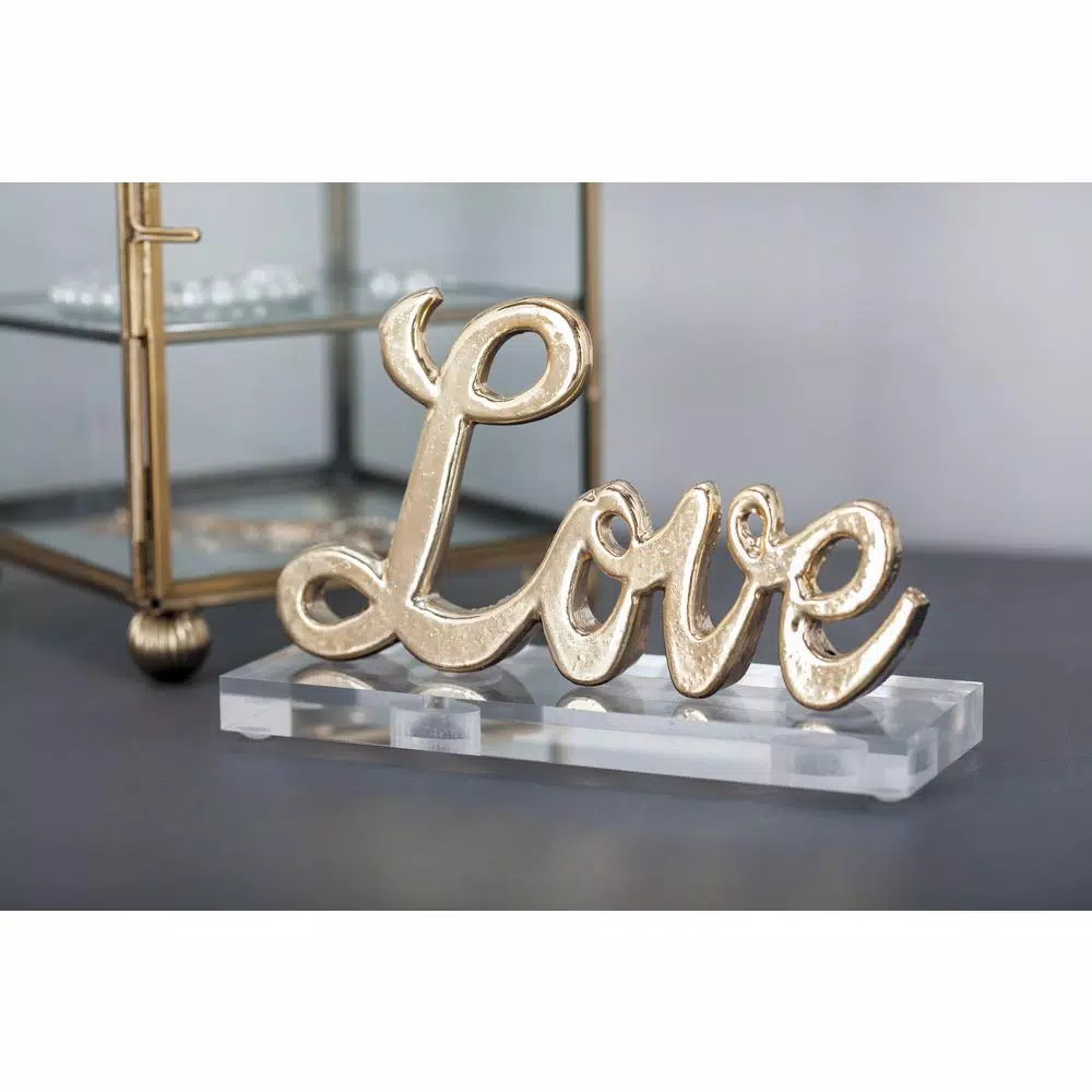 Decorative Letters LITTON LANE 6 In. X 3 In. Modern Gold And Silver Aluminum “Love” Letter Cut-Outs (Set Of 2) 3 Decorative Letters LITTON LANE 6 In. X 3 In. Modern Gold And Silver Aluminum “Love” Letter Cut-Outs (Set Of 2)