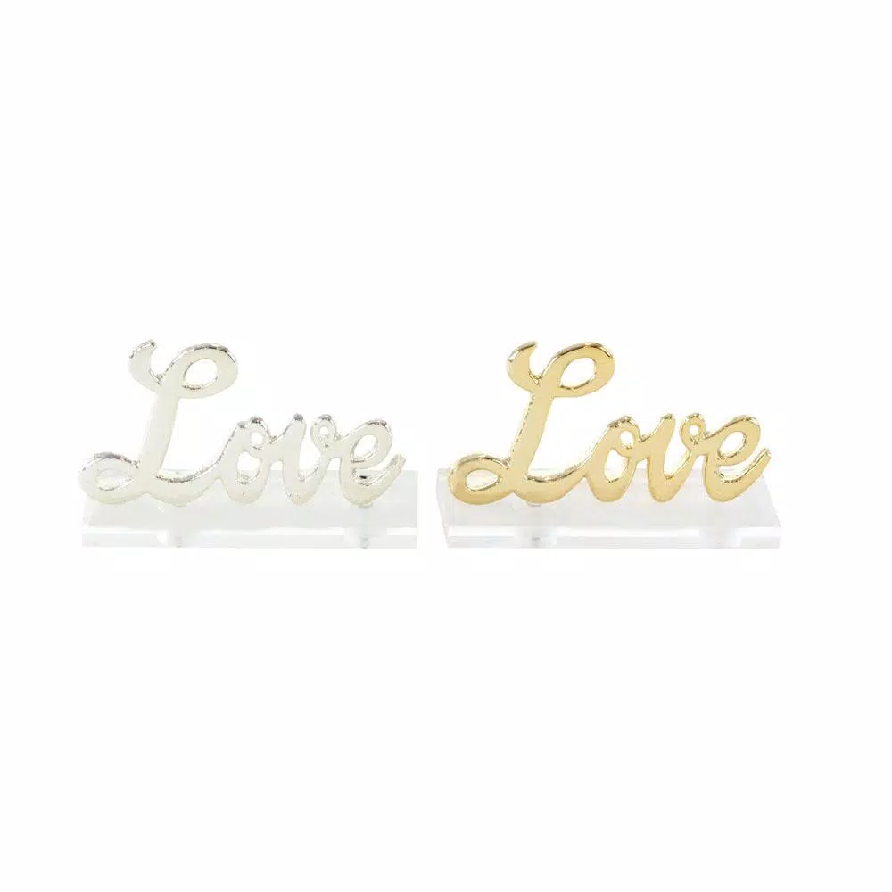 Decorative Letters LITTON LANE 6 In. X 3 In. Modern Gold And Silver Aluminum “Love” Letter Cut-Outs (Set Of 2) 4 Decorative Letters LITTON LANE 6 In. X 3 In. Modern Gold And Silver Aluminum “Love” Letter Cut-Outs (Set Of 2) - Image 2