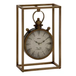 Table Clocks LITTON LANE 13 In. X 9 In. Round Iron Table Clock With Rectangular Iron Frame 12 Table Clocks LITTON LANE 13 In. X 9 In. Round Iron Table Clock With Rectangular Iron Frame -SAFAVIEH Shop gold litton lane table clocks 60970 c3 1000